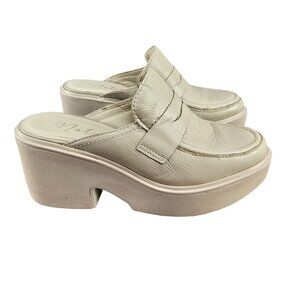 Matisse Kelly Biege Leather Platform Clogs Mule Shoes Heel Womens Size 7M